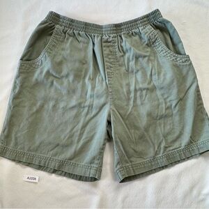 Basic Editions Green Flat Front Casual Shorts